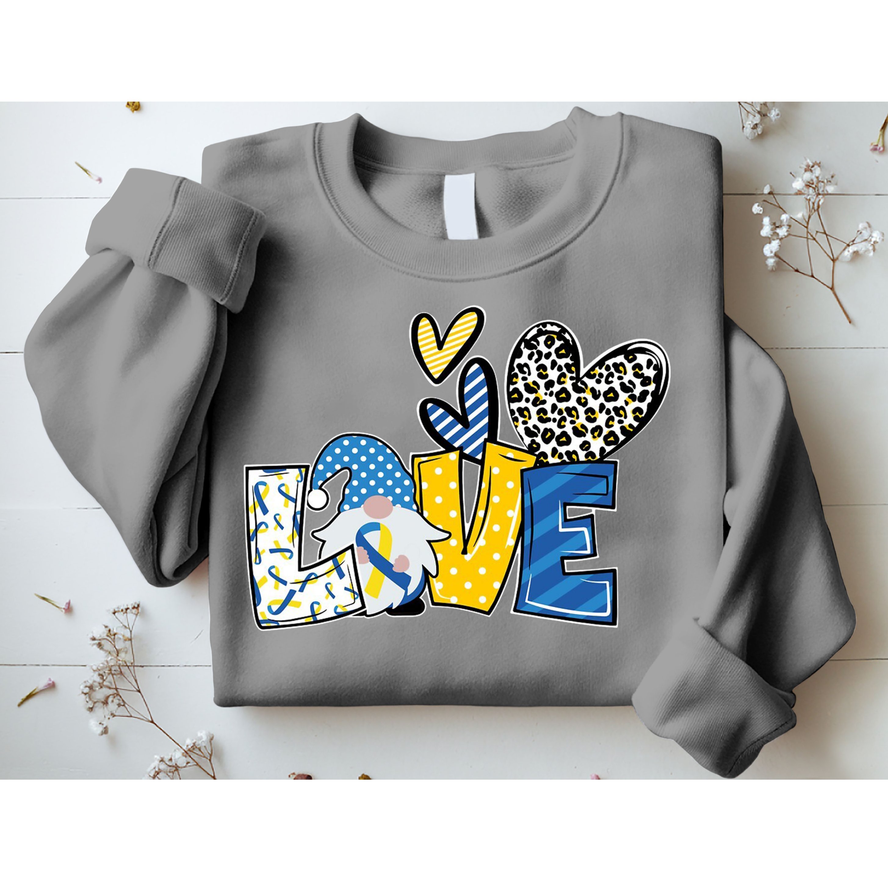 Down Syndrome Love Gnome Awareness Sweatshirt