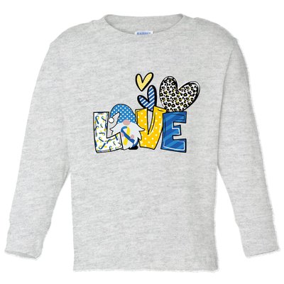 Down Syndrome Love Gnome Awareness Toddler Long Sleeve Shirt