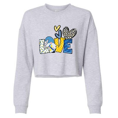 Down Syndrome Love Gnome Awareness Cropped Pullover Crew