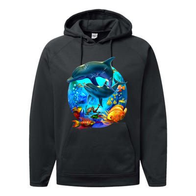 Dolphin Sea Life Save The Ocean Marine Biology Aquarium Performance Fleece Hoodie