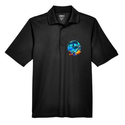 Dolphin Sea Life Save The Ocean Marine Biology Aquarium Men's Origin Performance Pique Polo