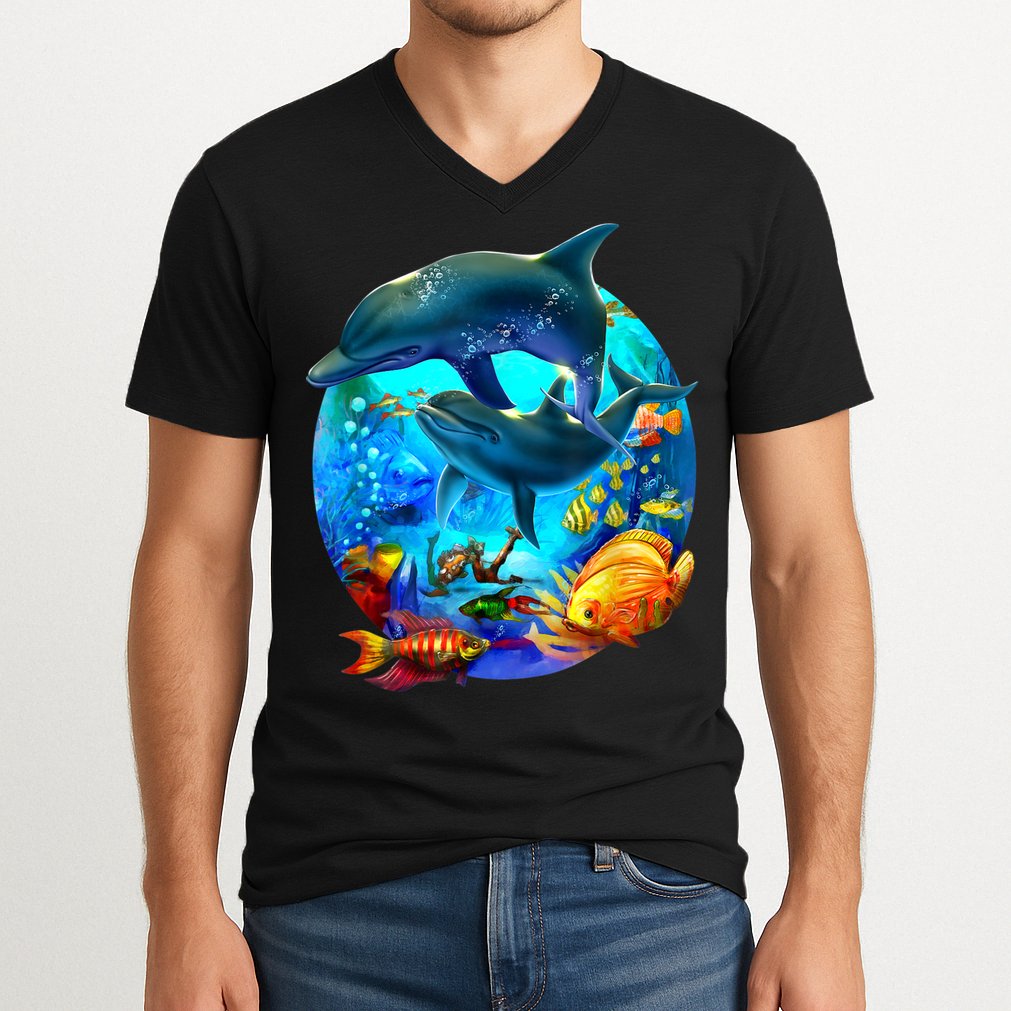 Dolphin Sea Life Save The Ocean Marine Biology Aquarium V-Neck T-Shirt