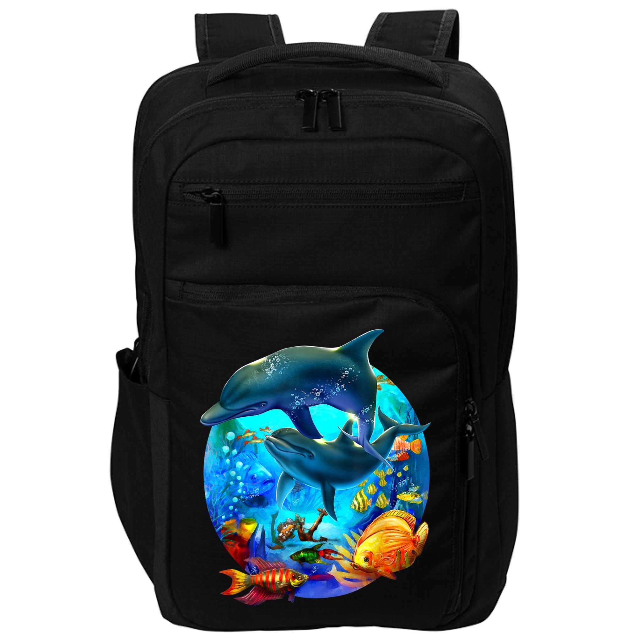 Dolphin Sea Life Save The Ocean Marine Biology Aquarium Impact Tech Backpack