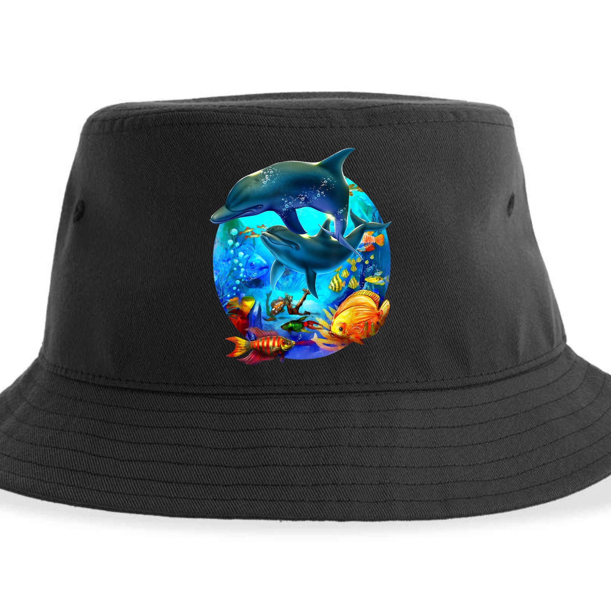Dolphin Sea Life Save The Ocean Marine Biology Aquarium Sustainable Bucket Hat