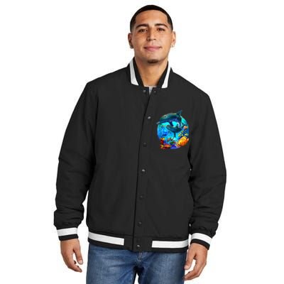 Dolphin Sea Life Save The Ocean Marine Biology Aquarium Insulated Varsity Jacket