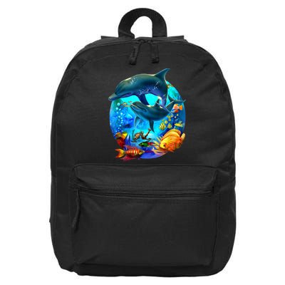 Dolphin Sea Life Save The Ocean Marine Biology Aquarium 16 in Basic Backpack
