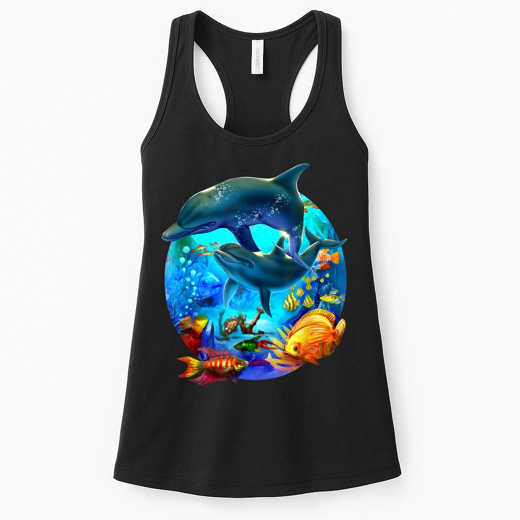 Dolphin Sea Life Save The Ocean Marine Biology Aquarium Womens Tank Top