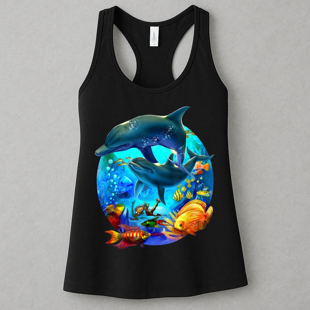 Dolphin Sea Life Save The Ocean Marine Biology Aquarium Womens Tank Top