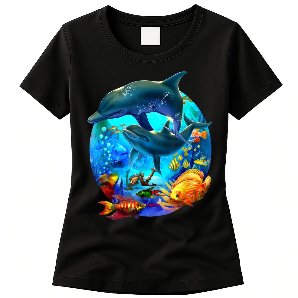 Dolphin Sea Life Save The Ocean Marine Biology Aquarium Womens T-Shirt