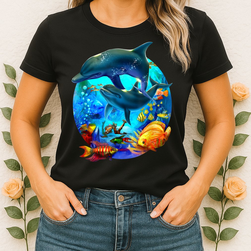 Dolphin Sea Life Save The Ocean Marine Biology Aquarium Womens T-Shirt
