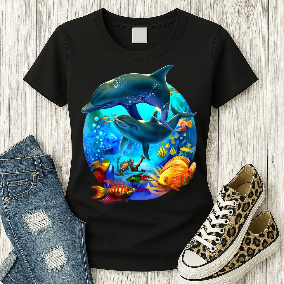 Dolphin Sea Life Save The Ocean Marine Biology Aquarium Womens T-Shirt