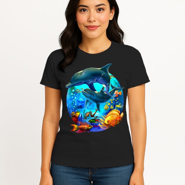 Dolphin Sea Life Save The Ocean Marine Biology Aquarium Womens T-Shirt