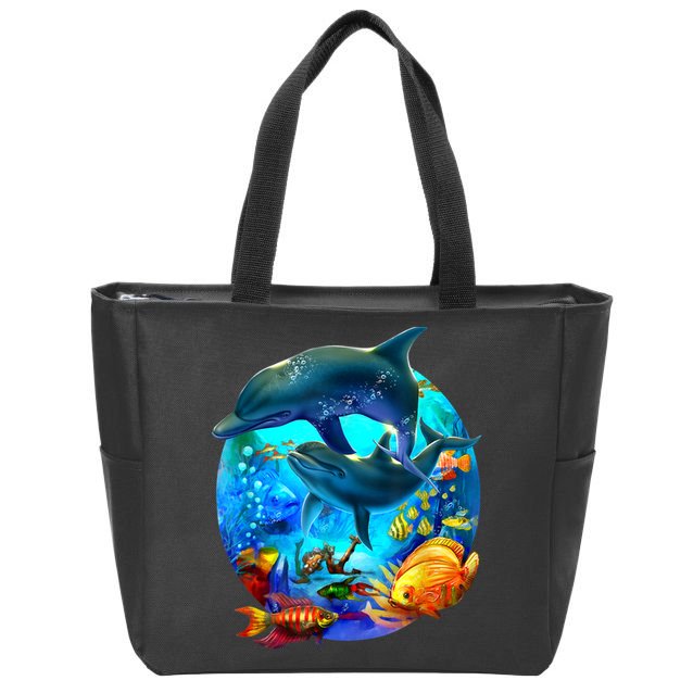 Dolphin Sea Life Save The Ocean Marine Biology Aquarium Zip Tote Bag