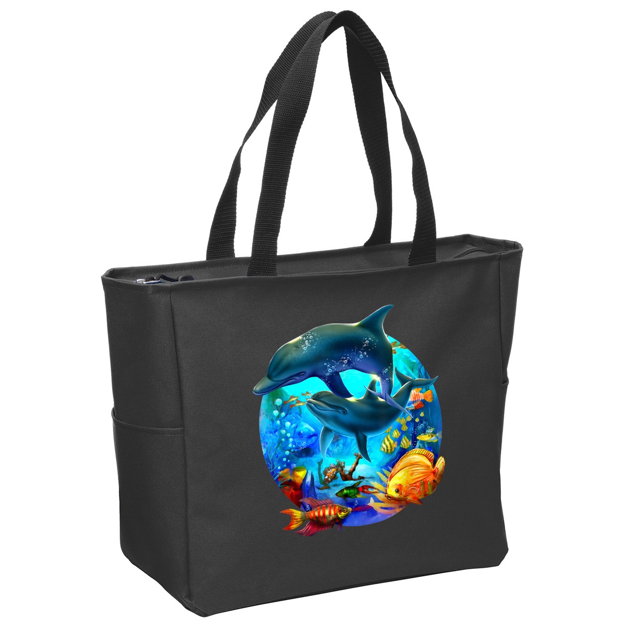 Dolphin Sea Life Save The Ocean Marine Biology Aquarium Zip Tote Bag