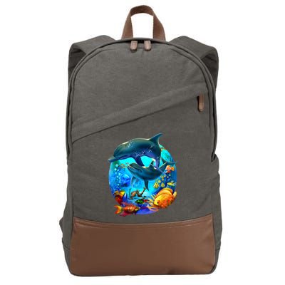 Dolphin Sea Life Save The Ocean Marine Biology Aquarium Cotton Canvas Backpack