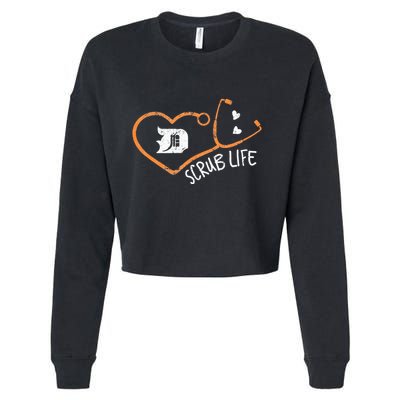 Detroit Scrub Life Michigan Nurse Cropped Pullover Crew
