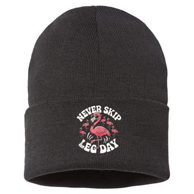 Dont Skip Leg Day Flamingo Never Skip Leg Day Tee Never Skip Leg Day Flamingo Bird Sport Funny Gym Funny Memes Sustainable Knit Beanie