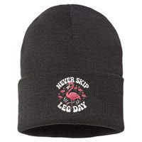 Dont Skip Leg Day Flamingo Never Skip Leg Day Tee Never Skip Leg Day Flamingo Bird Sport Funny Gym Funny Memes Sustainable Knit Beanie