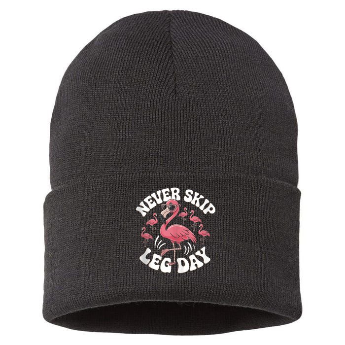 Dont Skip Leg Day Flamingo Never Skip Leg Day Tee Never Skip Leg Day Flamingo Bird Sport Funny Gym Funny Memes Sustainable Knit Beanie
