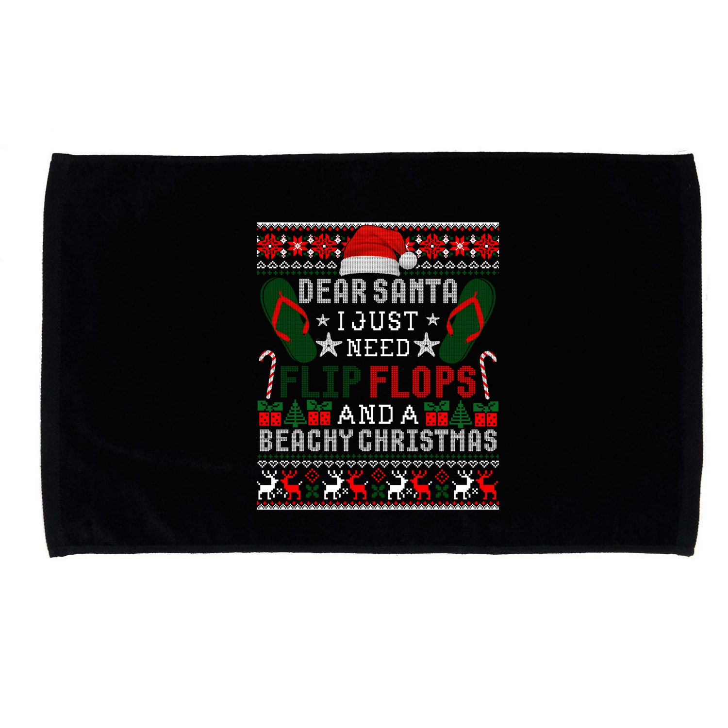 Dear Santa Letter Christmas Flip Flops Beach Fun Ugly Xmas Funny Gift Microfiber Hand Towel