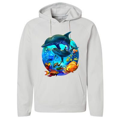 Dolphin Sea Life Save The Ocean Marine Biology Aquarium Performance Fleece Hoodie