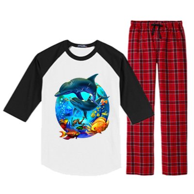 Dolphin Sea Life Save The Ocean Marine Biology Aquarium Raglan Sleeve Pajama Set