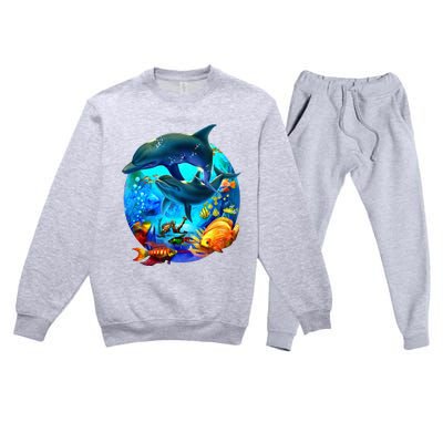 Dolphin Sea Life Save The Ocean Marine Biology Aquarium Premium Crewneck Sweatsuit Set