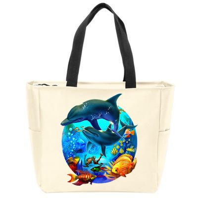 Dolphin Sea Life Save The Ocean Marine Biology Aquarium Zip Tote Bag