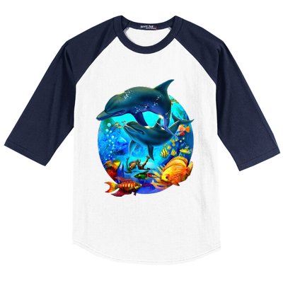 Dolphin Sea Life Save The Ocean Marine Biology Aquarium Baseball Sleeve Shirt