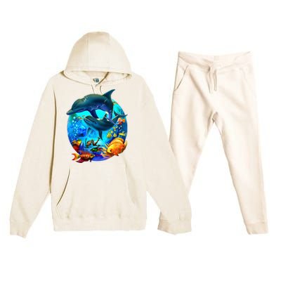 Dolphin Sea Life Save The Ocean Marine Biology Aquarium Premium Hooded Sweatsuit Set