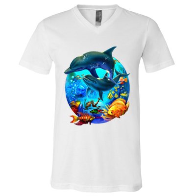 Dolphin Sea Life Save The Ocean Marine Biology Aquarium V-Neck T-Shirt