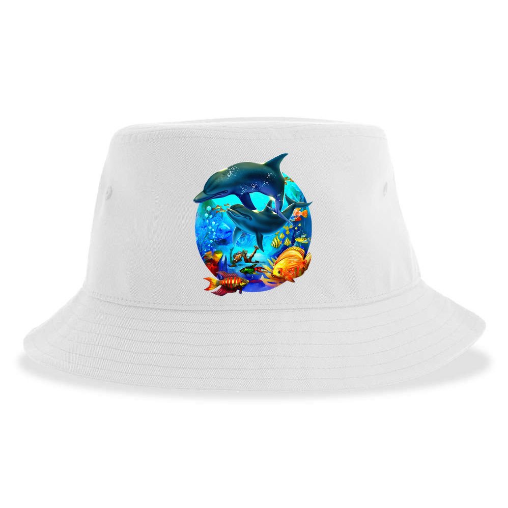 Dolphin Sea Life Save The Ocean Marine Biology Aquarium Sustainable Bucket Hat