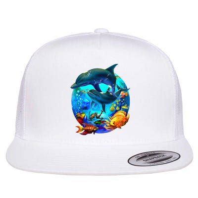 Dolphin Sea Life Save The Ocean Marine Biology Aquarium Flat Bill Trucker Hat