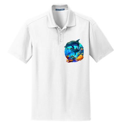 Dolphin Sea Life Save The Ocean Marine Biology Aquarium Dry Zone Grid Polo