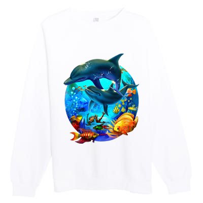 Dolphin Sea Life Save The Ocean Marine Biology Aquarium Premium Crewneck Sweatshirt