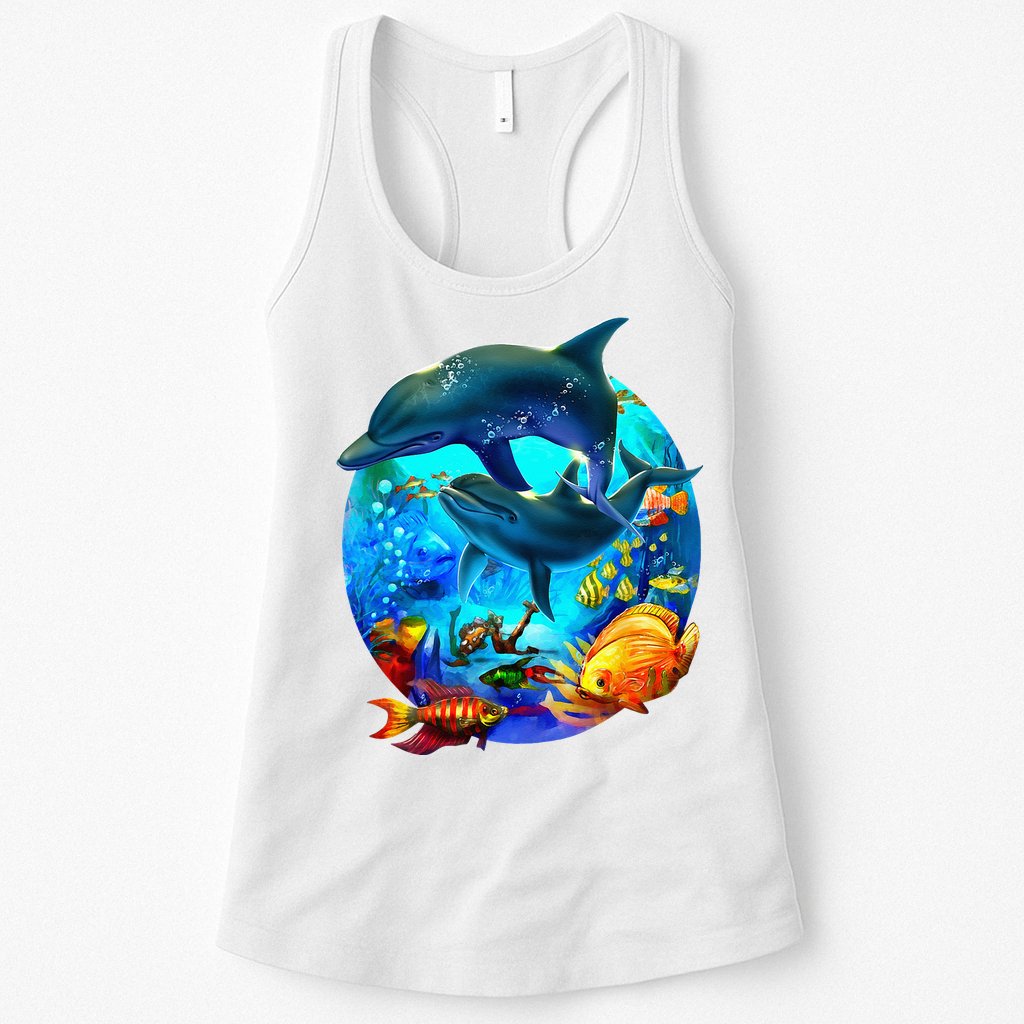 Dolphin Sea Life Save The Ocean Marine Biology Aquarium Womens Tank Top