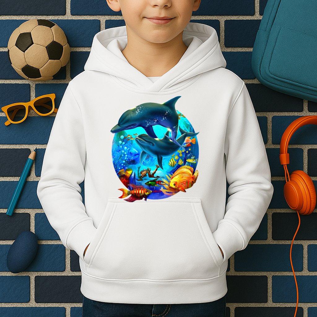 Dolphin Sea Life Save The Ocean Marine Biology Aquarium Kids Hoodie