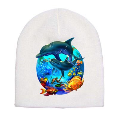 Dolphin Sea Life Save The Ocean Marine Biology Aquarium Short Acrylic Beanie