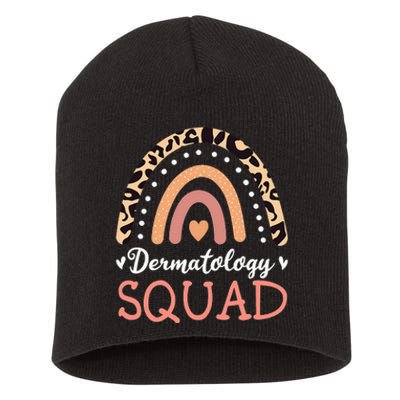 Dermatology Squad Leopard Rainbow Dermatologist Skin Doctor Short Acrylic Beanie