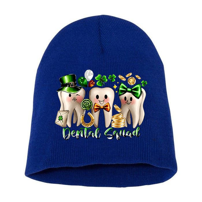 Dental Squad Luckiest Dentist Patrick's Day Shamrock Dentist Gift Short Acrylic Beanie