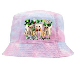 Dental Squad Luckiest Dentist Patrick's Day Shamrock Dentist Gift Tie-Dyed Bucket Hat