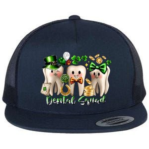 Dental Squad Luckiest Dentist Patrick's Day Shamrock Dentist Gift Flat Bill Trucker Hat