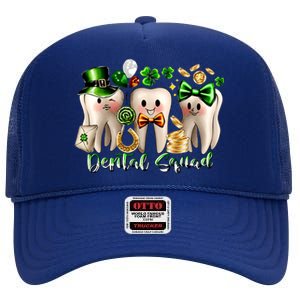 Dental Squad Luckiest Dentist Patrick's Day Shamrock Dentist Gift High Crown Mesh Back Trucker Hat