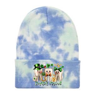 Dental Squad Luckiest Dentist Patrick's Day Shamrock Dentist Gift Tie Dye 12in Knit Beanie