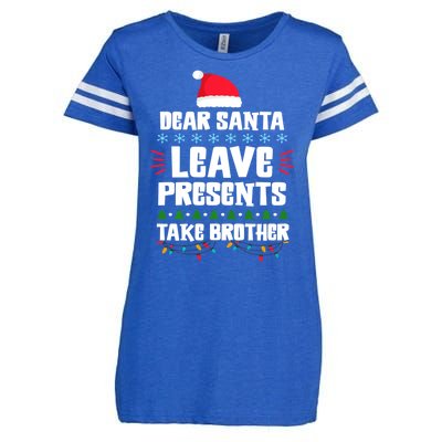 Dear Santa Leave Presents Take Brother Christmas Enza Ladies Jersey Football T-Shirt