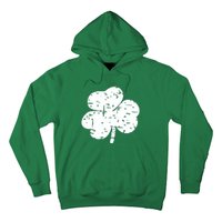 Distressed Shamrock Lucky Clover Vintage St Patrick's Day Hoodie