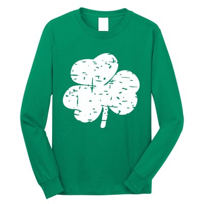 Distressed Shamrock Lucky Clover Vintage St Patrick's Day Long Sleeve Shirt