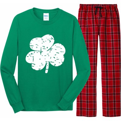 Distressed Shamrock Lucky Clover Vintage St Patrick's Day Long Sleeve Pajama Set