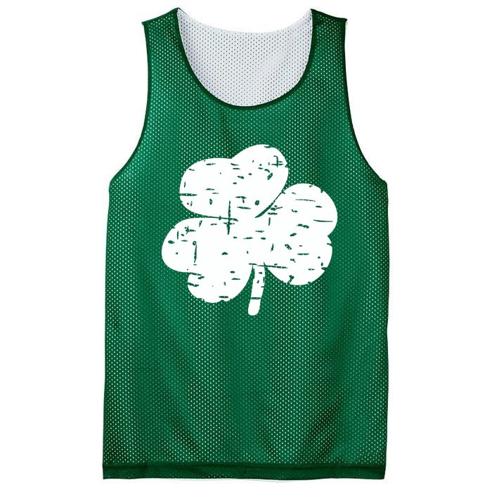 Distressed Shamrock Lucky Clover Vintage St Patrick's Day Mesh Reversible Basketball Jersey Tank