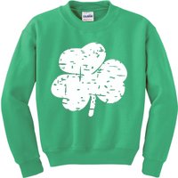 Distressed Shamrock Lucky Clover Vintage St Patrick's Day Kids Sweatshirt